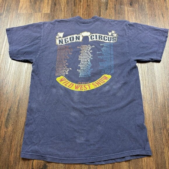 VTG 2001 Brooks & Dunn Steers Stripes Neon Circus Wild West Show Navy Men’s L - Picture 2 of 7